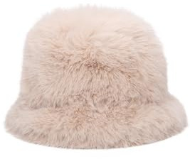 QUEEN HELENA Cappello con Pelo Morbido Berretto con Pelliccia Peloso Caldo Donna CP303 (IT, Testo, Taglia Unica, Apricot)