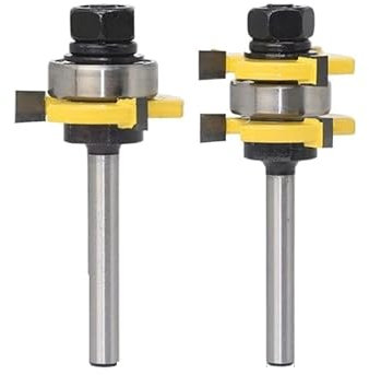 2 pièces 6mm 1/4 8mm tige langue et rainure Joint assemblage routeur jeu de mèches 3/4 fraises à rainure en T outils de coupe du bois(6.35MM SHANK)