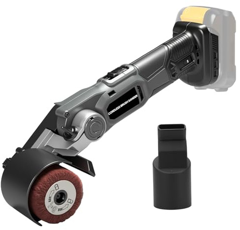 Satiniermaschine Schleifmaschine Bürstenschleif Bandschleifer Für Makita 18V Batterien, 60mm Bürstenkopf, 4000 U/min, 6 Geschwindigkeitsstufen, Verstellbar 0-45°, Metall Holzoberflächenbearbei