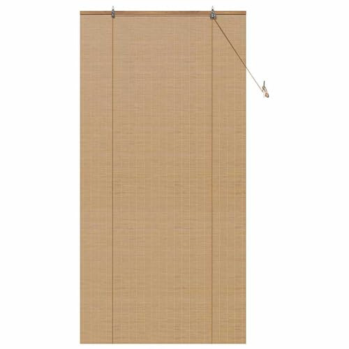 vidaXL Store Enrouleur avec des Rideaux Marron 120 x 220 cm Bambou, Stores enrouleurs Modernes, Ombre rectangulaire, Beige, Parfaite pour Cacher, contrôler lumière, écolo
