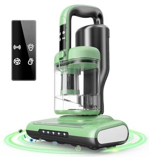 MYUAKO Mattress Vacuum Cleaner with UV-C Light & 140°F Constant Heat, 20Kpa Powerful Suction Bed Vacuum for Pet Hair, Dander Baby Crib, Dual-Cup System with Extra HEPA Filter, Lightweight&16ft Cord