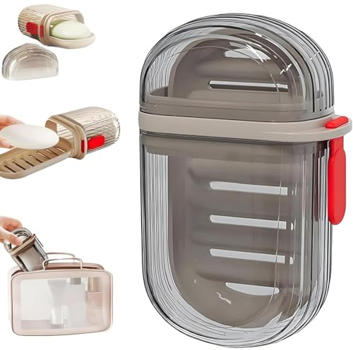 EJRUP Boîte à Savon Portable de Voyage,avec couvercle, Boite a Savon Plastique,Mini porte-savon, avec Grille de Drainage,adapté à la Maison, à la Salle de Bain, aux Voyages,au Camping et à l'extérieur