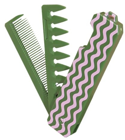 Peine de textura de salón de viaje, peine de pelo rizado, peines de dientes anchos para cabellos gruesos, herramienta de volumen de raíz con flequillo, accesorio para desenredar el cabello, kit de