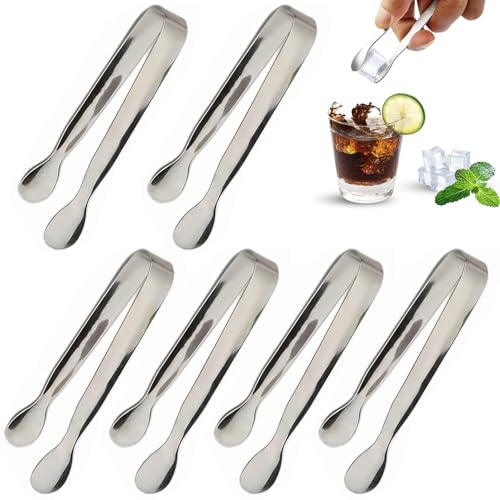 SWYZOR 8 Pièces Pince Acier Inoxydable Multifonction, Pince à Glaçons, Pince Bonbon, Mini Pince de Service, Pince à Aliments en Métal, pour Glace Candy Bar Sucre Biscuit Buffet Grill Bar Cuisine