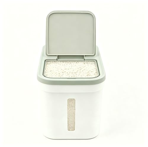 Bdneygtyr Rice Dispenser 10 kg lufttät med mätkopp, mjölbehållare förvaringsbehållare för ris müsli djurmat, majsflingor behållare med fönster och gångjärnslock, hundfoder förvaring för kök