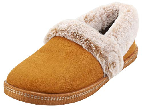 Skechers Women's Cozy Campfire - Team Toasty Low Top Slippers, Brown Chestnut Microfiber Suede Faux Fur Line Csnt, 5.5 UK
