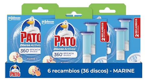 Pato Discos Activos Marine - Pack de 6 Recambios (18 Discos) - Limpia y Perfuma el Inodoro
