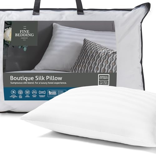 The Fine Bedding Company - Almohada de Seda Boutique - Ropa de Cama de Hotel de Lujo - Soporte Medio/Firme - Lavable a máquina