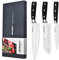 TONIFE Juego de cuchillos de cocina de acero inoxidable de alto carbono + cuchillo Santoku + cuchillo pequeño valiente