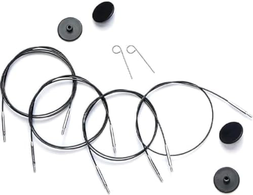 KnitPro - KnitPro The Mindful Collection Stainless Steel Black/Silver Swivel 360° Interchangeable Cable for 80cm Needle - 1 Piece