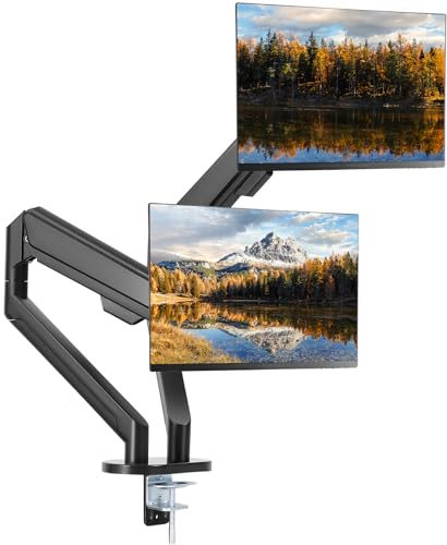 VEVOR Monitor-Halterung Tragarm für 2 Monitore 330-889 mm, Höhenverstellbarer Tischhalterung, 75 x 75 mm und 100 x 100 mm VESA-Muster Monitor Halterung 360-Grad-Drehung Neigbar Schwenkbar, Schwarz