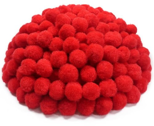 TOAOB 300 pezzi Pom Poms per Lavoretti Rosso 2cm Mini Pompon Piccoli Pon Pon per Decorazione Festiva Artigianato Creativi Fai Da Te Cucito