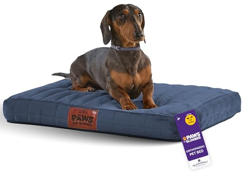 Slumberdown Orthopedic Small Dog Bed - Supportive, Cushioned & Washable Crate Mattress for Dogs & Cats | UK-Made, Joint & Pressure Relief, Edge-to-Edge Support, Navy