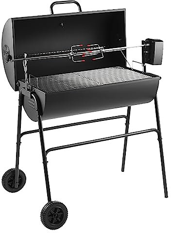 KUOYTT Barbecue à Baril d'huile, Barbecue au Charbon de Bois en Acier Inoxydable, jauge de température intégrée, pour Camping, Pique-niques, barbecues dans l'arrière-Cour