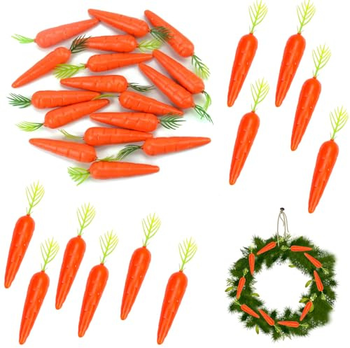 Decorazione Pasquale, mini carote per fai da te, Mini Carote Artificiali Carote, Carote Finte Carote Frutta Finta - Confezione da 28 Mini Carote per Decorazioni Domestiche e Fotografie, Carote finte
