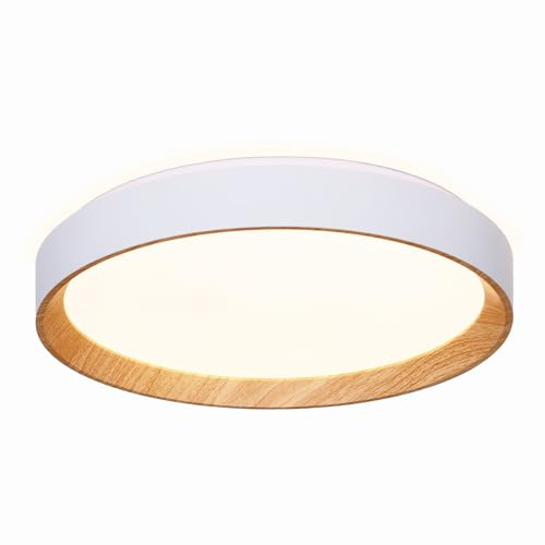 Alpinaluz Plafón LED Techo 30W Ø40cm Luz CCT 3000K 4000K 6000K, Diseño Moderno, Carcasa de Policarbonato Resistente con Lateral Blanco y Interior en Efecto Madera para Salón Dormitorio
