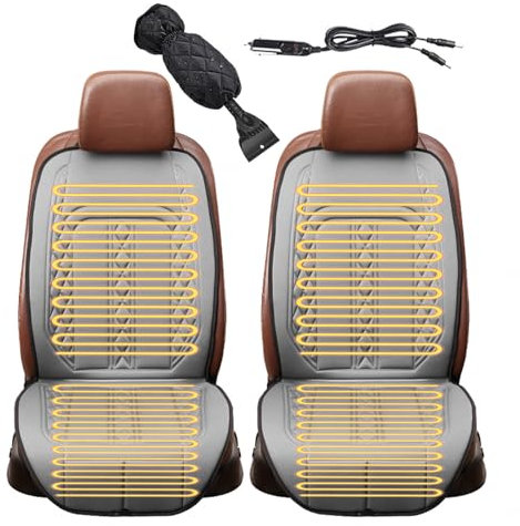LRF-yxkj Coprisedili Riscaldati per Auto 45 °C-65°C Chauffage Rapide, Contrôle Intelligent 12v Riscaldatori per Sedili per Veicoli Include Guanti E Pala da Neve,Gray-2PCS