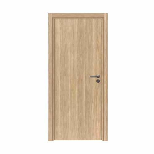 Bloc porte fin de chantier Matild, finition chêne brut structuré, réversible, H.204 x l.73 cm