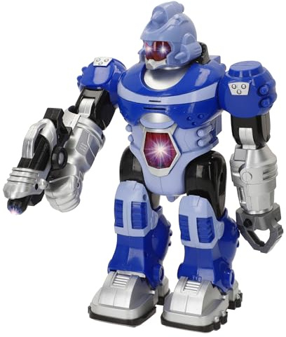ColorBaby Warriors Robot giocattolo, movimento della testa, braccia e gambe, design futuristico, luci sul petto e sugli occhi, suoni, pistola, pinza snodata, giocattoli bambini 3 anni (39591)