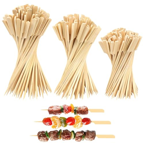 GTNCE 300 brochetas de bambú para barbacoa – Palillos para barbacoa de 15 cm, 18 cm, 20 cm de longitud, pinchos de bambú para dedos, pinchos de madera biodegradables para shish kebab, barbacoa, frutas