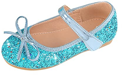 Prinsessskor för flickor – glitterskor, glitter, Mary Janes skor, platta dansskor med fjäril, klädskor, balett, lägenheter, lätta kvällsskor med kardborreband, flickskor