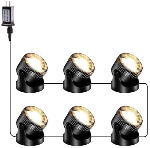 POPOSOAP Teichleuchten, 6-in-1 Warmweiß Unterwasser LED Strahler, IP68 Wasserdicht Landschaftsbeleuchtung, Tauchlichter für Teich, Garten, Terrasse, Brunnen, Pool & Wasserfall Deko