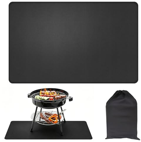 Alfombra Barbacoa Exterior 150x100cm, Alfombra Ignifuga, Impermeable Barbacoa Protector Suelo para Parrillas Césped Terrazas Chimeneas Pisos