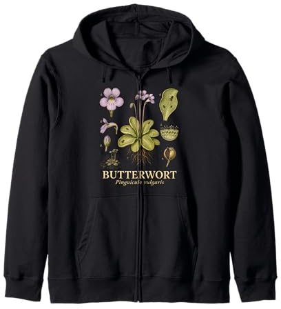 Butterwort Pinguicula Vulgaris Carnivorous Plant Study Zip Hoodie