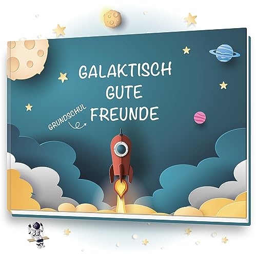 SmileMyLove® Meine galaktischen Freunde - Freundebuch Grundschule Jungen & Mädchen | Ausfüllbuch | Freundschaftsbuch Weltraum | Weltall Design | Meine Schulfreunde Buch Geschenk zur Einschulung