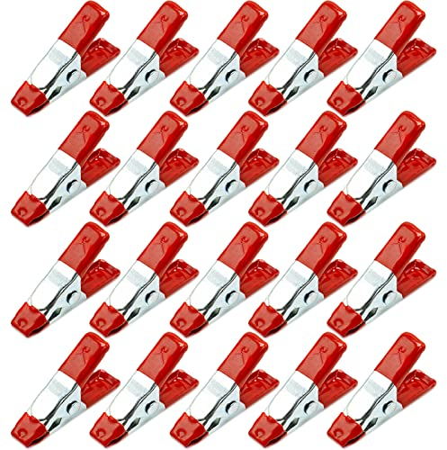 Metal Spring Clamps Clips, Heavy Duty Tipped Grip Holder Rubber Coated, Wood Clamps for Tarpaulin, Camping, Woodworking, Model Making Tool - 20 Pcs/2 Inch