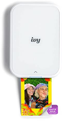 ZASTION Ivy 2 Mini Photo Printer, Print from Compatible iOS & Android Devices, Sticky-Back Prints, Pure White