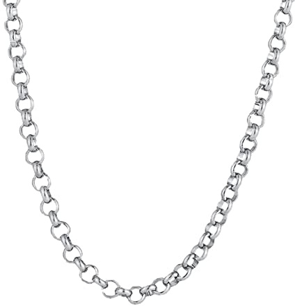 KnSam Stainless Steel Pea Chain 55 cm Men's Necklace Without Pendant Silver Friendship Chains Wide 4 mm Hip Hop Necklace Stainless Steel Without Pendant, Stainless Steel, No zirconia