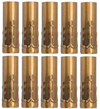 Cyrank 10 Uds E14 Tubo de Metal para Soporte de lámpara de Vela Base de lámpara Accesorios de iluminación 25x80mm E14 Funda de Soporte de lámpara(Bronce)
