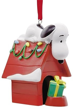 Hallmark Collectable Peanuts Snoopy on Doghouse Ornament, Snoopy Decoration, Hanging Ornament, Gifts for Christmas, Peanuts Comics