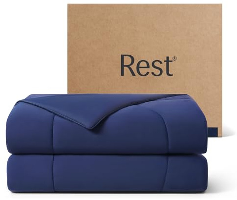 REST® Evercool® Cooling Comforter, King/Cali King, Blanket for Hot Sleepers, All Season Bedding to Keep Cool for Night Sweats, Breathable Lightweight Duvet, 106x90 Inches, Midnight Blue