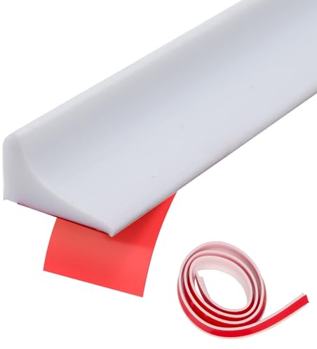 Barre de seuil de douche autocollante en silicone - 2,2 m - Protection contre les projections d'eau - Pour seuil de douche et sol - Barrage d'eau pour salle de bain et cuisine