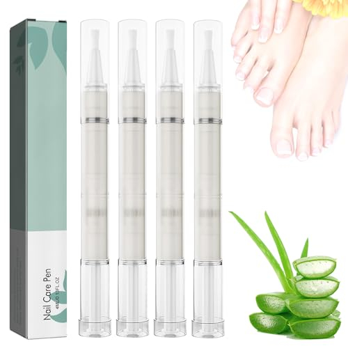 4 Stück Nail repair pen, Nagelöl Stift, Nagelpflegestift, Nagelwachstum FöRdern Mit Teebaumöl, Vitamin E & Aloe Vera Gilt, Ernährung Öl Stift für Fuß und Finger von Rissigen und Trockenen Nägeln