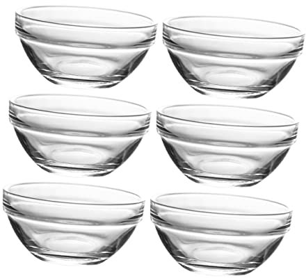 Mikinona 6St Glasschüssel-Kuchen kleine Schüssel Prise Schalen Kleinigkeit Schalen für die Zubereitung von Mahlzeiten serving bowl obstplatte runde Glasschalen Servierschalen aus Glas