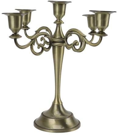 Corona De Adviento Católico 5 Velas, Centros De Mesa Decorativo, Candelabro De 5 Brazos, Candelabro Decorativo Retro De Hierro, Centro De Mesa para Iglesia en Casa (Bronce)