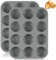 Luoqun88 Large Muffin Tray 12 Cup, Silicone Muffin Pan, 2pcs Non-Stick Muffin Cupcake Tin, Baking Mould for Muffins or Cupcakes, Dishwasher Safe, Reusable Baking Moulds Tins-30 x 22 x 3cm (Grey)