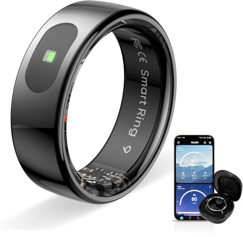 Anillo de salud Touch Smart Ring Pro con control remoto Bluetooth y detección de movimiento, rastreador de actividad impermeable 10ATM para el uso diario de hombres y mujeres (AI Negro, 7)