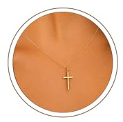 Turandoss Gold Cross Necklace for Women - Dainty 14K Gold Plated Cross Necklace Christian Jewelry Gifts for Women Kids Girls Girlfriend