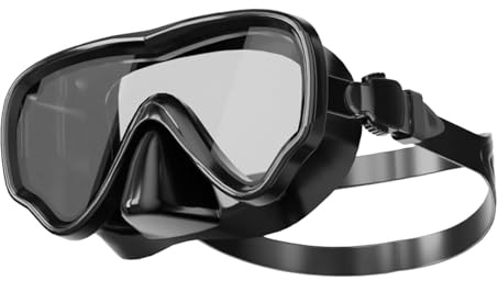 Glitter Pool Float Swim Goggles for Adult Men Women with Nose Cover, Tempered Glass 180°Clear View Swimming Pool Water Diving Goggle Kick for Kids (Black, 17x11cm)