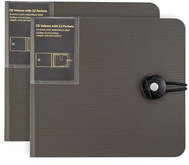 TNDCKP CD Case, 12 Capacity CD/DVD Case Holders Wallet Hard Plastic DVD Disc Cases Storage Binder for Car Home Office Travel (2, Black)