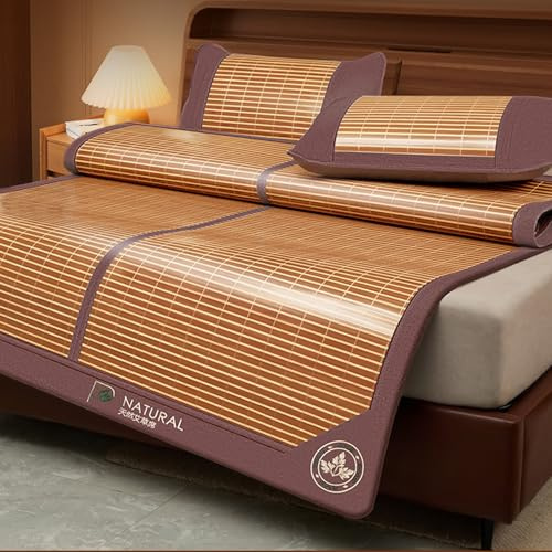 YQMHEZ Esterilla de Bambú para Verano de Doble Cara, Esterillas Plegables de Doble Cara con Aire Acondicionado, Colchoneta para Bamboo Colchón, Juego de 2 O 3 Piezas(90x190cm/35.4x74.8'')