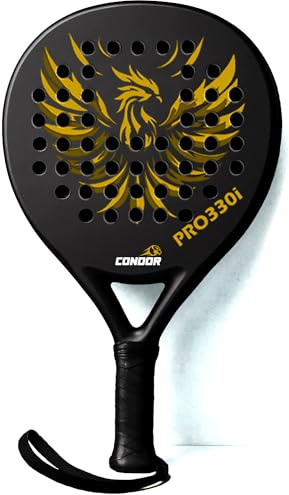 Condor Padel racketar fladdermus kolfiber för att spela Paddel dubbel tennis i svart och guld singel eller set med 2 – vuxen paddelboll UK märke paddelboll herr & dam