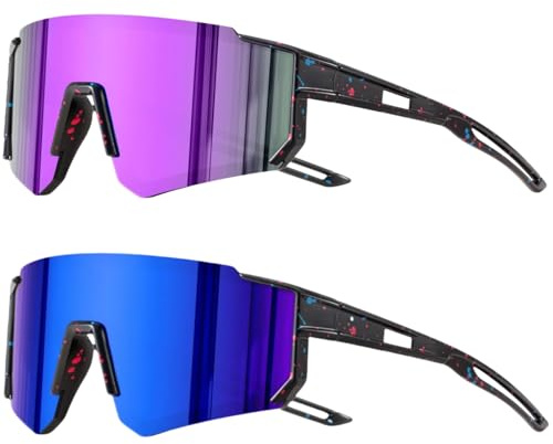 Beread 2 Stück polarisierte Kinder Sonnenbrillen, Jugend-Baseball-Sport-Sonnenbrillen, UV400-Schutzbrillen für Jungen und Mädchen, Radfahren, Laufen (E)