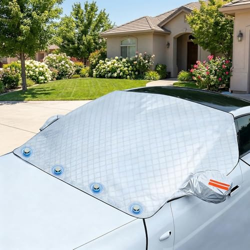 Copri Parabrezza Auto, 5 Magnete Copri Vetro Auto Ghiaccio, Grandi Dimensioni Telo Antighiaccio Per Auto con Copertura Specchietto Retrovisore, Contro Neve, Ghiaccio, Gelo, Anti UV (230*120CM)