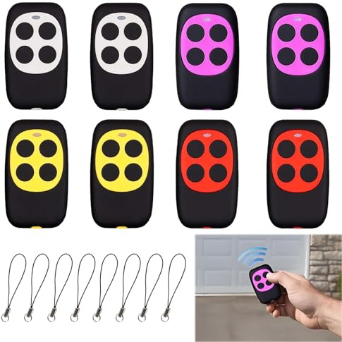 8 Pieza Mando Garaje Universal 433.92 Mhz Duplicador Mando Puerta Garaje Universal Clonar Mando Clonador a Distancia, Abridor de Puerta Código Fijo Autoaprendizaje Con 8 llavero