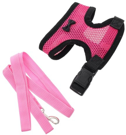 GARVALON Harnais Poulet Rose en Maille Respirante Réglable avec Laisse Longue, Baudrier Confortable Taille S pour Poules, Canards et Oies, Accessoire Extérieur pour Élevage et Animaux